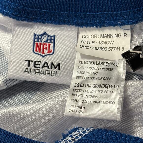 NFL Team Apparel Peyton Manning‎ #18 Jersey Youth XL White Colts Shirt GOAT - Picture 9 of 12